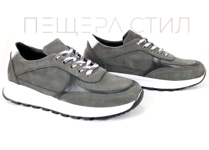 мъжки обувки сив набук спортен стил