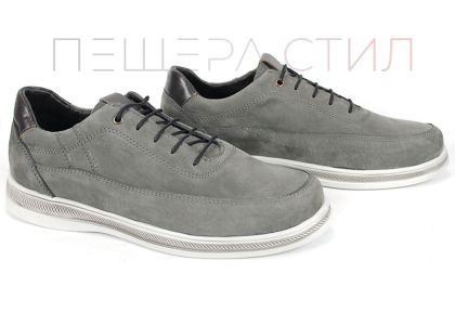 мъжки обувки от естествен набук в сиво