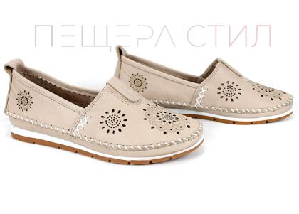 дамски летни обувки естествена кожа бежово