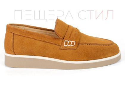 Women's Genuine Suede Loafers in Light Brown – Vero Lume
