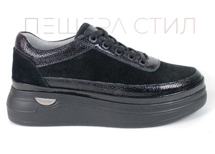 Aurora Bellini women's genuine suede and patent leather shoes