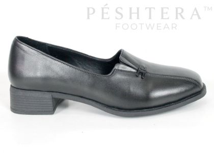 Elena Marini women's black genuine leather low-heel shoes