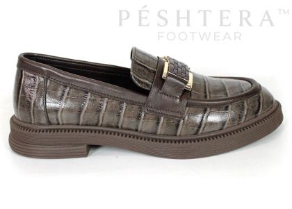 Terra Classica – Women's Genuine Leather Croc-Embossed Loafers in Mink Taupe