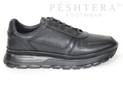Stefano Valenti – Men's Sneakers in Black Genuine Smooth and Pebbled Leather