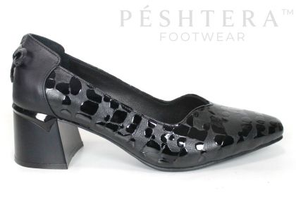 Valentina Rossetti – Women's Formal Genuine Leather Shoes with Black Patent Leopard Print