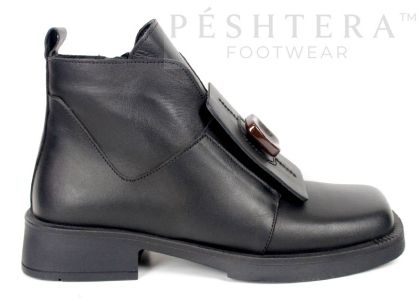 Isabella Montieri women's black genuine leather statement ankle boots