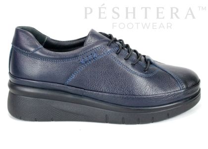 Valentina Rossi – Women's Genuine Leather Platform Shoes, Navy Blue