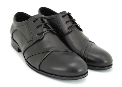 Мъжки официални обувки от естествена кожа в черно Y 7690 CH
