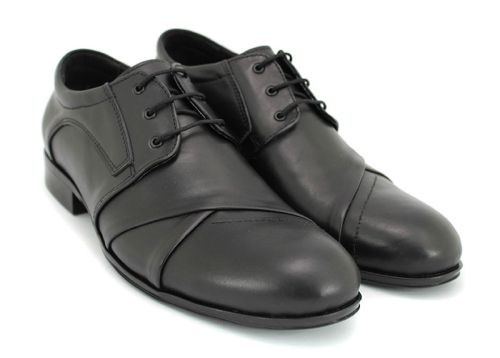 Pantofi eleganti barbati din piele naturală negru Y 7690 CH