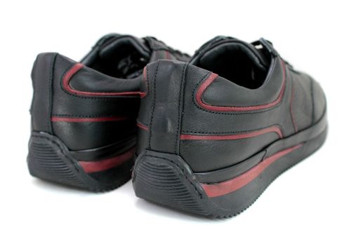 Мъжки обувки от естествена кожа в черно с бордо елементи 1791 CH