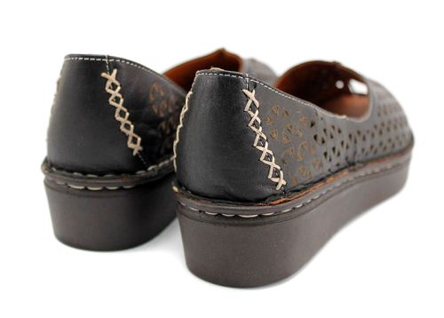 Дамски летни обувки от естествена кожа в черно 3141-1 CH