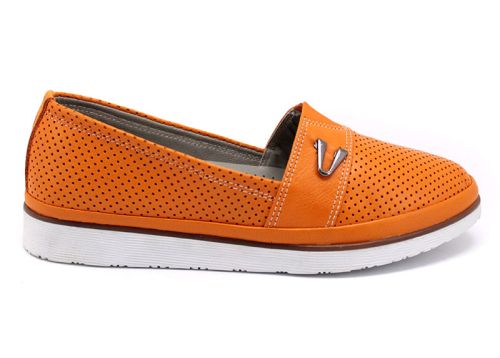 Pantofi de vară pentru femei din piele naturală în portocaliu M-269 OR