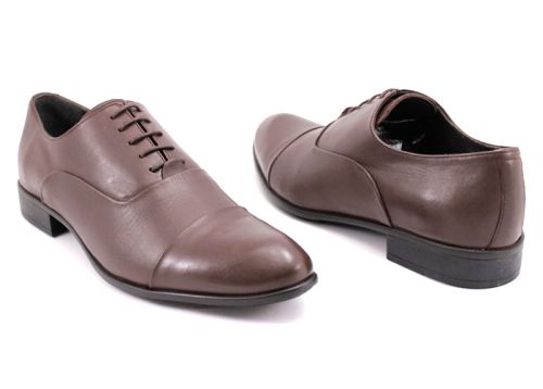 Мъжки официални обувки в тъмно кафяво 1654 K