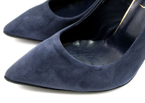 Pantofi eleganti dama din nubuc natural în albastru închis 178 SN