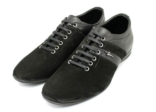 Мъжки спортно-елегантни обувки в черно 403 CH