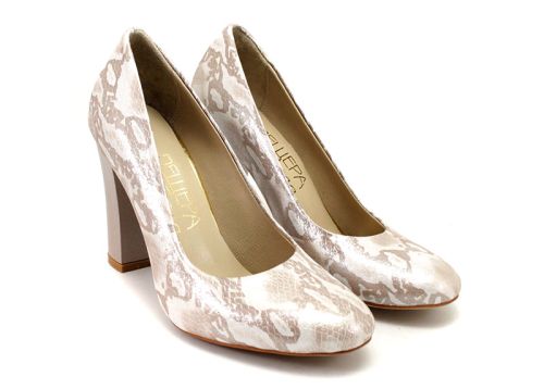 Дамски официални обувки изработени от естествена кожа в цвят визон - 78 VZ