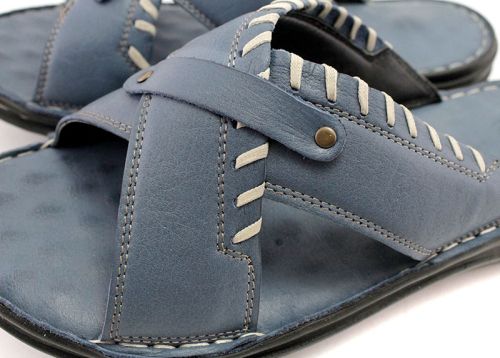 Papuci pentru bărbați din piele naturală în albastru denim 126 DS