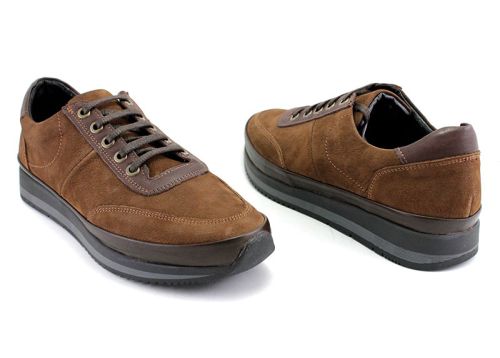 Мъжки обувки от естествен набук и естествена кожа  в кафяво 8206 K