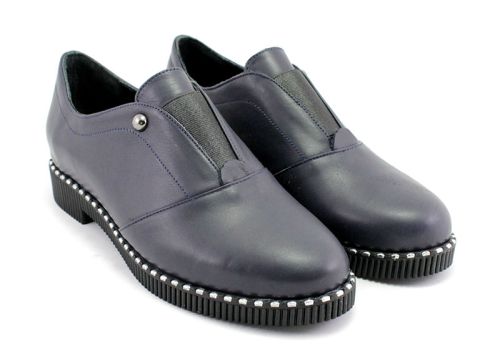 Дамски обувки от естествена кожа в тъмно синьо 1027 SN
