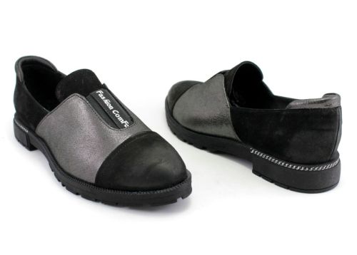 Дамски обувки от естествена кожа в черно 116 CH