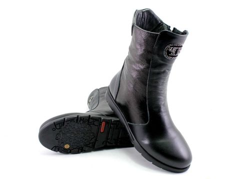 Botine de damă din piele naturală în negru 369 CH