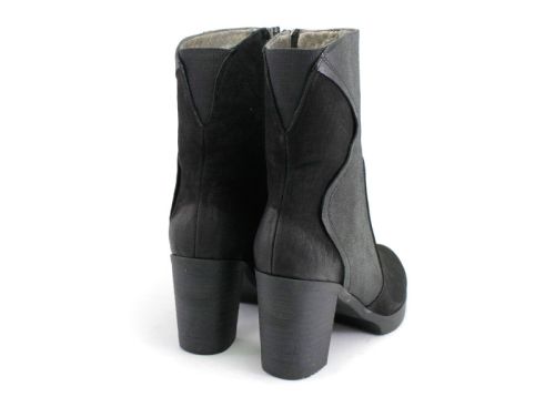 Botine de damă din nubuc natural negru K-45 CH