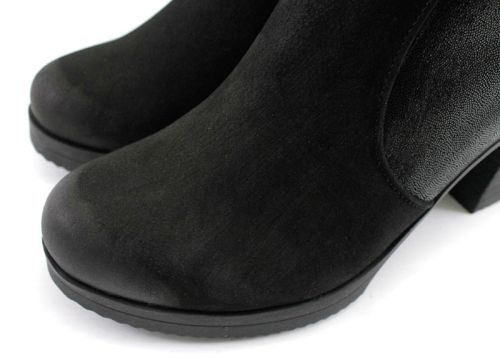 Botine de damă din nubuc natural negru K-45 CH