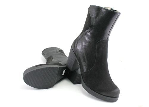 Botine de damă din nubuc natural negru K-45 CH