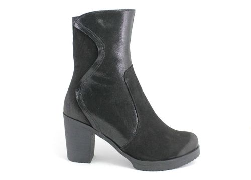 Botine de damă din nubuc natural negru K-45 CH