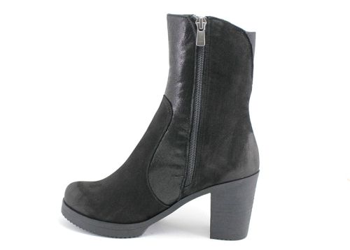 Botine de damă din nubuc natural negru K-45 CH