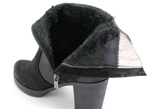 Botine de damă din nubuc natural negru K-45 CH