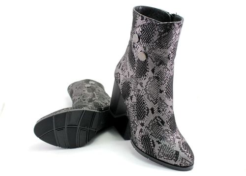 Botine de damă din piele naturală „șarpe” în negru 314 CH