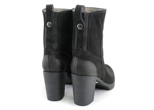 Botine de damă din nubuc natural negru K-40 CH