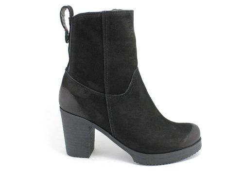 Botine de damă din nubuc natural negru K-40 CH