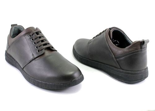 Мъжки обувки от естествена кожа в тъмно кафяво 866 K