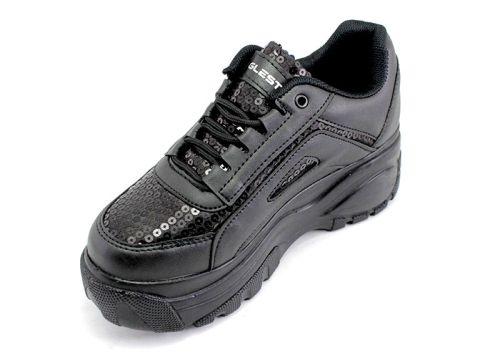 Pantofi sport tip pantofi pentru femei în negru -664CH