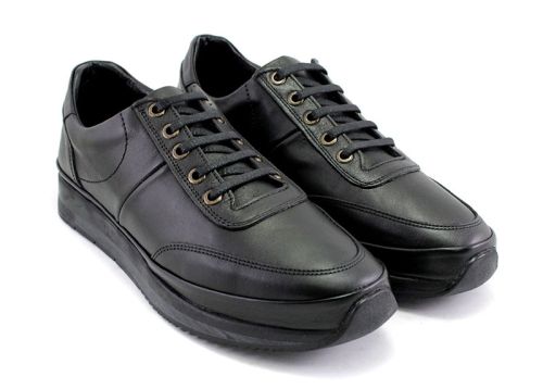 Pantofi casual barbati din piele naturala cu sireturi in negru model Aldo