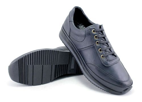 Мъжки ежедневни обувки от естествена кожа в тъмно синьо модел Алдо