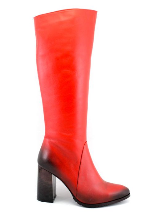 Cizme de damă elegante din piele naturală roșie - Model Tina