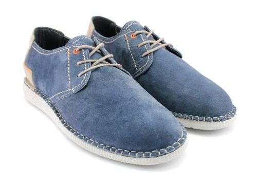 Pantofi barbati din piele de căprioară naturală în albastru - Model Jack.