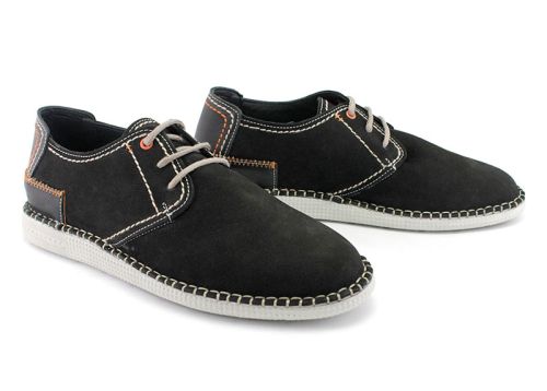 Мъжки обувки от естествен велур в черно - Модел Джак.