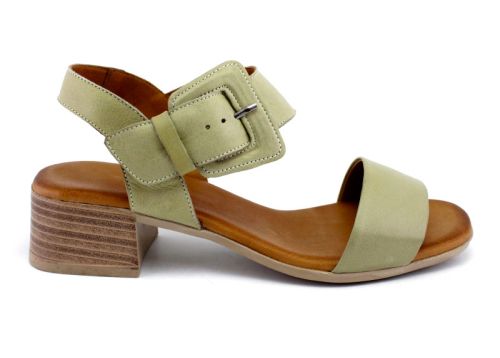 Sandale dama cu toc, de culoare verde reseda - Model Susanna