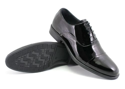 Pantofi elegante barbati in negru, model Cruz.