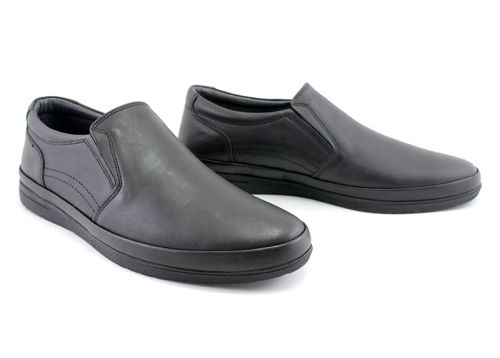 Мъжки ежедневни обувки без връзки в черно - Модел Викторио.