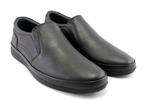 Pantofi casual barbati din piele in negru - model Victorio