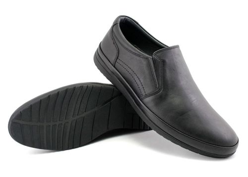 Pantofi casual barbati din piele in negru - model Victorio