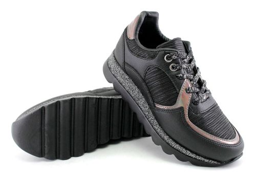 Pantofi sport dama din piele naturala neagra - Model Roserin.