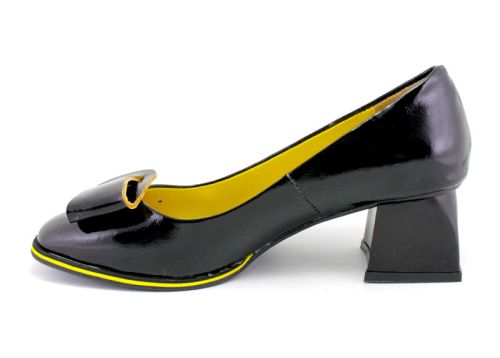 Pantofi eleganti dama in negru si galben, model Dana.