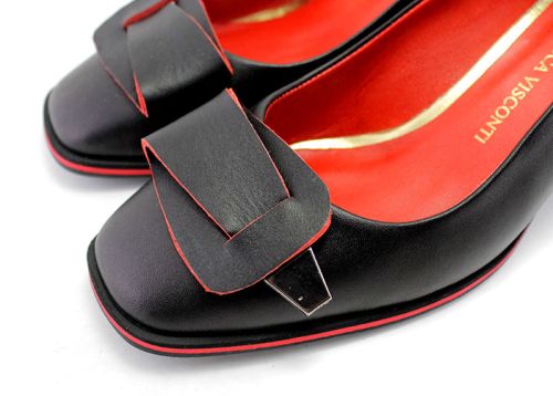 Pantofi eleganti pentru femei in negru si rosu - model Dana.