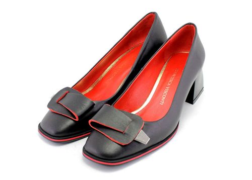 Pantofi eleganti pentru femei in negru si rosu - model Dana.